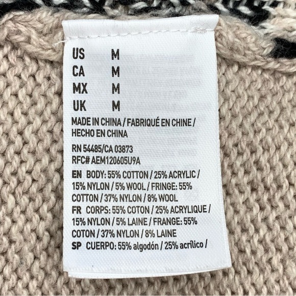 Medium American Eagle Wool Blend Shrug Sweater Open Front Geometric Tribal Print - Picture 8 of 8